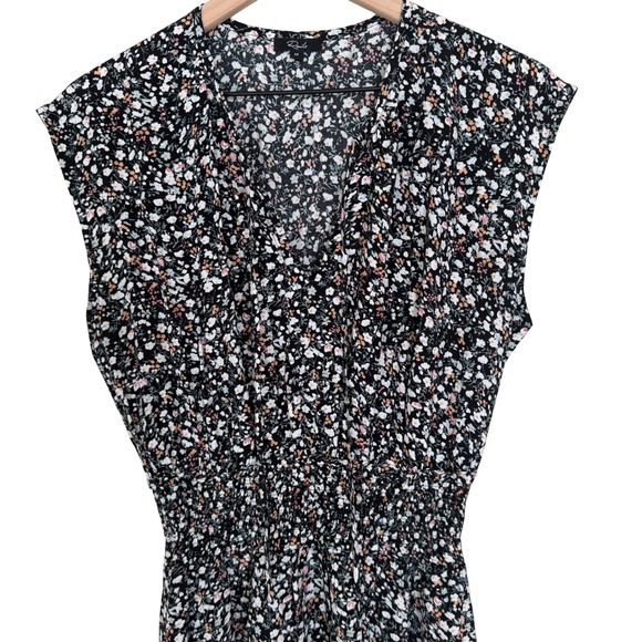 Rails Ashlyn Smocked Waist Ditsy Floral Midi Dress M Ivy Black/White Floral NEW - Picture 7 of 11